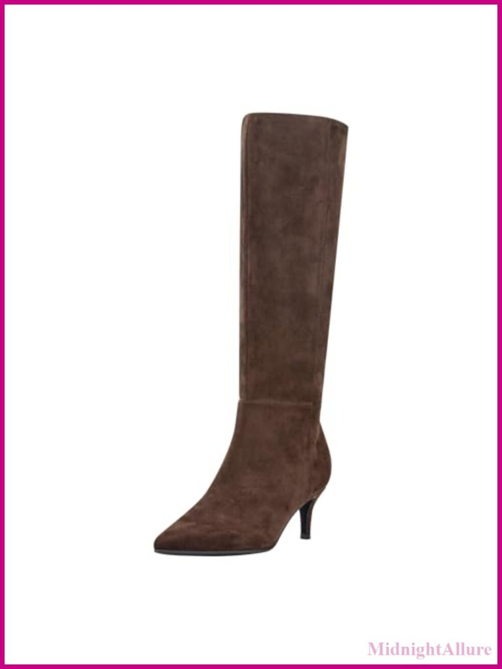Wide Calf Faux Suede Pointy Toe Stiletto Heel Dress Boots